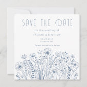 Wildflowers Eenvoudige Elegante Boho Dusty Blue We Save The Date (Voorkant)