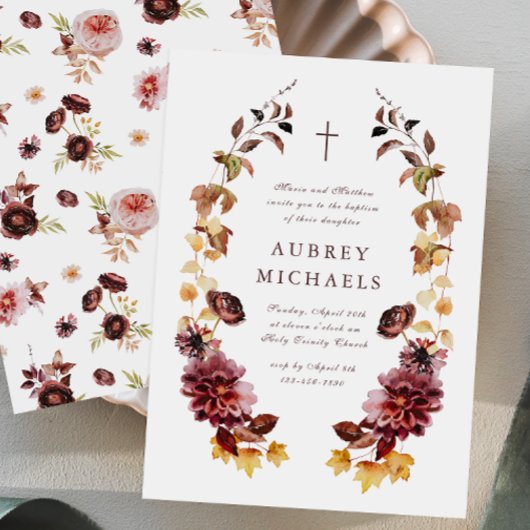  Wildflowers Eenvoudige Kruismeisjesdoop Kaart