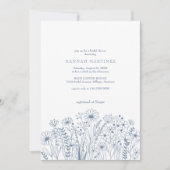 Wildflowers Elegant Boho Dusty Blue Vrijgezellenfe Kaart (Voorkant)