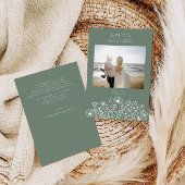 Wildflowers Elegant Boho Sage Green Fotobruiloft Bedankkaart