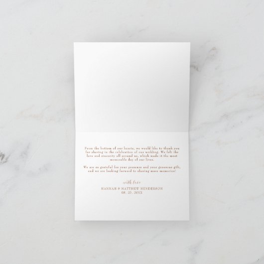 Wildflowers Elegant Boho Verbrand Sinaasappel brui Bedankkaart (Binnen)