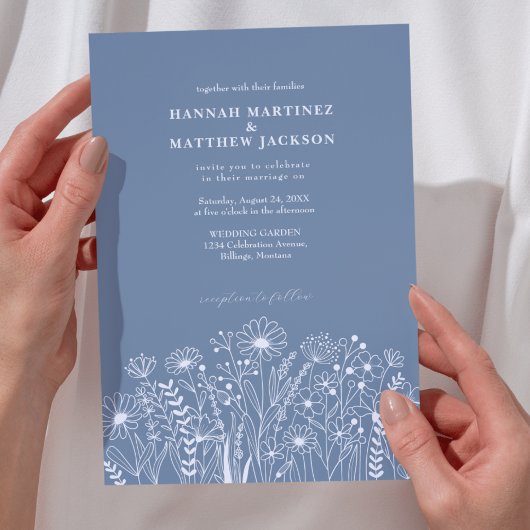 Wildflowers Elegant Boho Wedding Kaart
