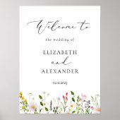 Wildflowers Elegant Calligraphy Wedding Welcome Poster (Voorkant)