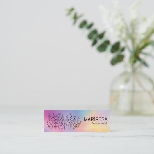 Wildflowers Elegant Custom Social Icons Rainbow Mini Visitekaartje (Staand voorkant)