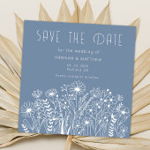 Wildflowers Elegant Dusty Blue Boho Wedding Save The Date