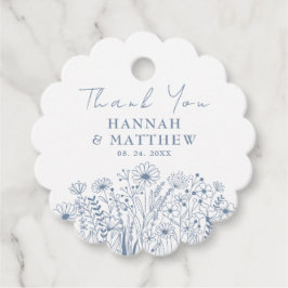 Wildflowers Elegant Dusty Blue Wedding Bedankjes Labels