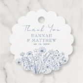 Wildflowers Elegant Dusty Blue Wedding Bedankjes Labels (Achterkant)
