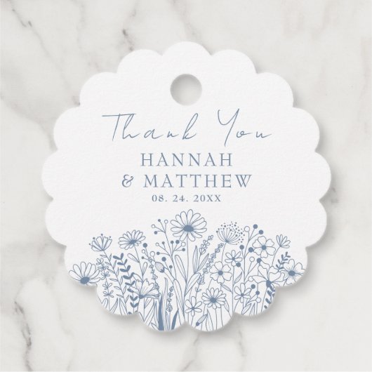 Wildflowers Elegant Dusty Blue Wedding Bedankjes Labels (Achterkant)