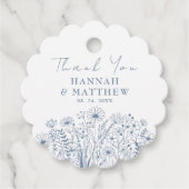 Wildflowers Elegant Dusty Blue Wedding Bedankjes Labels (Voorkant)