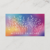 Wildflowers Elegant LineArt Custom QR Code Rainbow Visitekaartje (Voorkant)