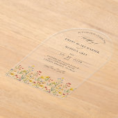 Wildflowers Elegant Modern Arch Clear Wedding Acryl Uitnodigingen (Laagn)