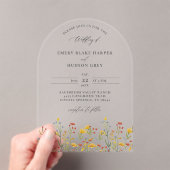 Wildflowers Elegant Modern Arch Clear Wedding Acryl Uitnodigingen (Insitu (Draagbaar))