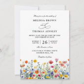 Wildflowers Elegant Modern Budget QR Code Wedding Kaart (Voorkant)