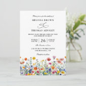 Wildflowers Elegant Modern Budget QR Code Wedding Kaart (Staand voorkant)