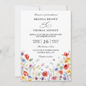 Wildflowers Elegant Modern Budget QR Code Wedding Kaart (Voorkant)