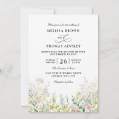 Wildflowers Elegant Modern Budget QR Code Wedding Kaart (Voorkant)