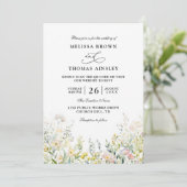 Wildflowers Elegant Modern Budget QR Code Wedding Kaart (Staand voorkant)