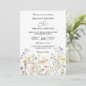 Wildflowers Elegant Modern Budget QR Code Wedding Kaart (Staand voorkant)