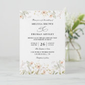 Wildflowers Elegant Modern Budget QR Code Wedding Kaart (Staand voorkant)