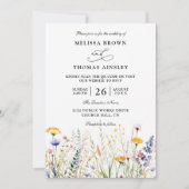 Wildflowers Elegant Modern Budget QR Code Wedding Kaart (Voorkant)