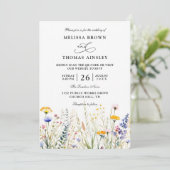 Wildflowers Elegant Modern Budget QR Code Wedding Kaart (Staand voorkant)
