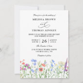 Wildflowers Elegant Modern Budget QR Code Wedding Kaart (Voorkant)