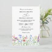 Wildflowers Elegant Modern Budget QR Code Wedding Kaart (Staand voorkant)