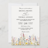 Wildflowers Elegant Modern Budget QR Code Wedding Kaart (Voorkant)