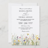 Wildflowers Elegant Modern Budget QR Code Wedding Kaart (Voorkant)