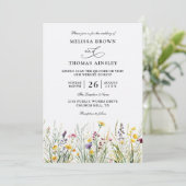 Wildflowers Elegant Modern Budget QR Code Wedding Kaart (Staand voorkant)