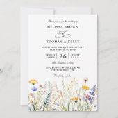 Wildflowers Elegant Modern Budget QR Code Wedding Kaart (Voorkant)