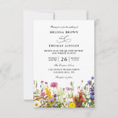 Wildflowers Elegant Modern Budget QR Code Wedding Kaart (Voorkant)