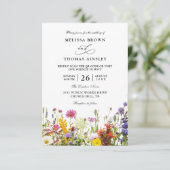 Wildflowers Elegant Modern Budget QR Code Wedding Kaart (Staand voorkant)
