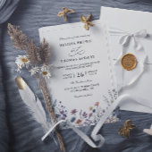 Wildflowers Elegant Modern Budget QR Code Wedding Kaart