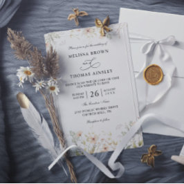 Wildflowers Elegant Modern Budget QR Code Wedding Kaart