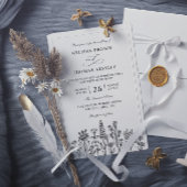 Wildflowers Elegant Modern Budget QR Code Wedding Kaart