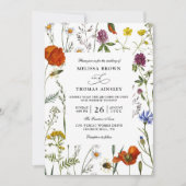 Wildflowers Elegant Modern Budget QR Code Wedding Kaart (Voorkant)