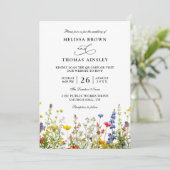 Wildflowers Elegant Modern Budget QR Code Wedding Kaart (Staand voorkant)
