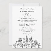 Wildflowers Elegant Modern Budget QR Code Wedding Kaart (Voorkant)