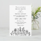 Wildflowers Elegant Modern Budget QR Code Wedding Kaart (Staand voorkant)
