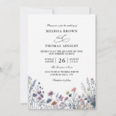 Wildflowers Elegant Modern Budget QR Code Wedding Kaart (Voorkant)