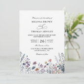 Wildflowers Elegant Modern Budget QR Code Wedding Kaart (Staand voorkant)