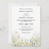 Wildflowers Elegant Modern Budget QR Code Wedding Kaart (Voorkant)