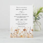 Wildflowers Elegant Modern Budget QR Code Wedding Kaart (Staand voorkant)