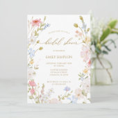 Wildflowers elegant modern Spring Bridal Shower  Kaart (Staand voorkant)