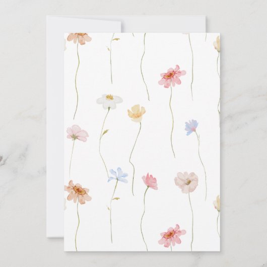 Wildflowers elegant modern Spring Bridal Shower  Kaart (Achterkant)