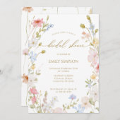 Wildflowers elegant modern Spring Bridal Shower  Kaart (Voorkant / Achterkant)