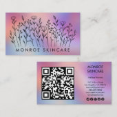 Wildflowers Elegant Rainbow QR Code Social Icons  Visitekaartje (Voorkant / Achterkant)