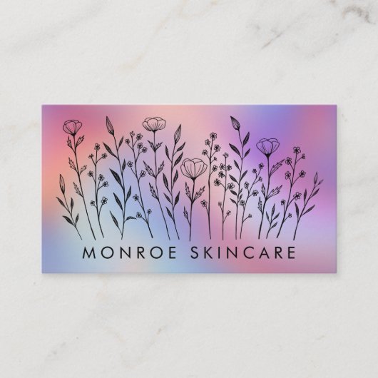 Wildflowers Elegant Rainbow QR Code Social Icons  Visitekaartje (Voorkant)