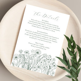 Wildflowers Elegant Sage Green Wedding Details Informatiekaartje